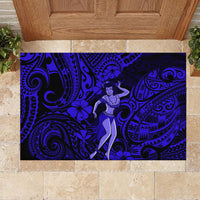 Hawaii Hula Girl Rubber Doormat Polynesian Pattern Navy Blue Version - Wonder Print Shop