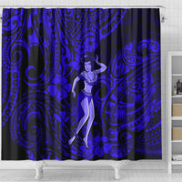 hawaii-hula-girl-shower-curtain-polynesian-pattern-navy-blue-version