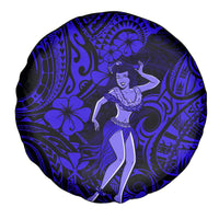 Hawaii Hula Girl Spare Tire Cover Polynesian Pattern Navy Blue Version - Wonder Print Shop