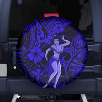 Hawaii Hula Girl Spare Tire Cover Polynesian Pattern Navy Blue Version - Wonder Print Shop