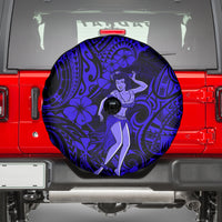 Hawaii Hula Girl Spare Tire Cover Polynesian Pattern Navy Blue Version - Wonder Print Shop