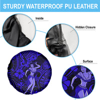 Hawaii Hula Girl Spare Tire Cover Polynesian Pattern Navy Blue Version - Wonder Print Shop