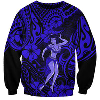Hawaii Hula Girl Sweatshirt Polynesian Pattern Navy Blue Version - Wonder Print Shop