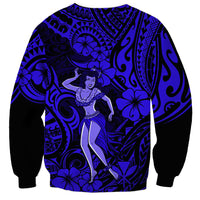 Hawaii Hula Girl Sweatshirt Polynesian Pattern Navy Blue Version - Wonder Print Shop