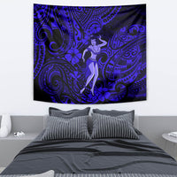 Hawaii Hula Girl Tapestry Polynesian Pattern Navy Blue Version - Wonder Print Shop