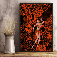 Hawaii Hula Girl Canvas Wall Art Polynesian Pattern Orange Version - Wonder Print Shop