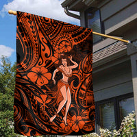 Hawaii Hula Girl Garden Flag Polynesian Pattern Orange Version - Wonder Print Shop