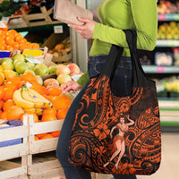 Hawaii Hula Girl Grocery Bag Polynesian Pattern Orange Version