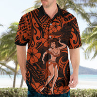 Hawaii Hula Girl Hawaiian Shirt Polynesian Pattern Orange Version - Wonder Print Shop