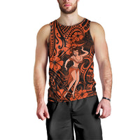 Hawaii Hula Girl Men Tank Top Polynesian Pattern Orange Version - Wonder Print Shop