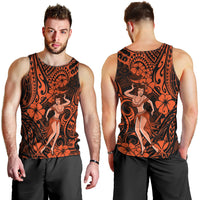 Hawaii Hula Girl Men Tank Top Polynesian Pattern Orange Version - Wonder Print Shop