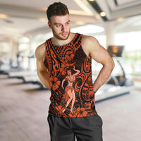Hawaii Hula Girl Men Tank Top Polynesian Pattern Orange Version - Wonder Print Shop