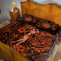 Hawaii Hula Girl Quilt Bed Set Polynesian Pattern Orange Version - Wonder Print Shop