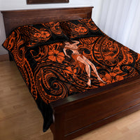Hawaii Hula Girl Quilt Bed Set Polynesian Pattern Orange Version - Wonder Print Shop