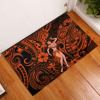 Hawaii Hula Girl Rubber Doormat Polynesian Pattern Orange Version - Wonder Print Shop