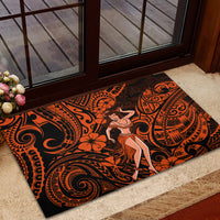 Hawaii Hula Girl Rubber Doormat Polynesian Pattern Orange Version - Wonder Print Shop