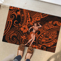 Hawaii Hula Girl Rubber Doormat Polynesian Pattern Orange Version - Wonder Print Shop