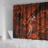 hawaii-hula-girl-shower-curtain-polynesian-pattern-orange-version