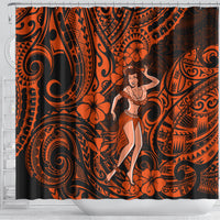 hawaii-hula-girl-shower-curtain-polynesian-pattern-orange-version