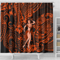 hawaii-hula-girl-shower-curtain-polynesian-pattern-orange-version