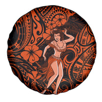 Hawaii Hula Girl Spare Tire Cover Polynesian Pattern Orange Version - Wonder Print Shop