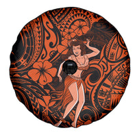 Hawaii Hula Girl Spare Tire Cover Polynesian Pattern Orange Version - Wonder Print Shop