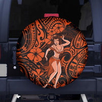 Hawaii Hula Girl Spare Tire Cover Polynesian Pattern Orange Version - Wonder Print Shop