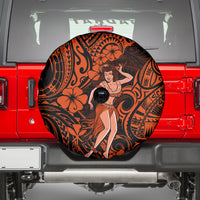 Hawaii Hula Girl Spare Tire Cover Polynesian Pattern Orange Version - Wonder Print Shop