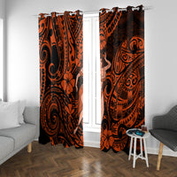 Hawaii Hula Girl Window Curtain Polynesian Pattern Orange Version - Wonder Print Shop