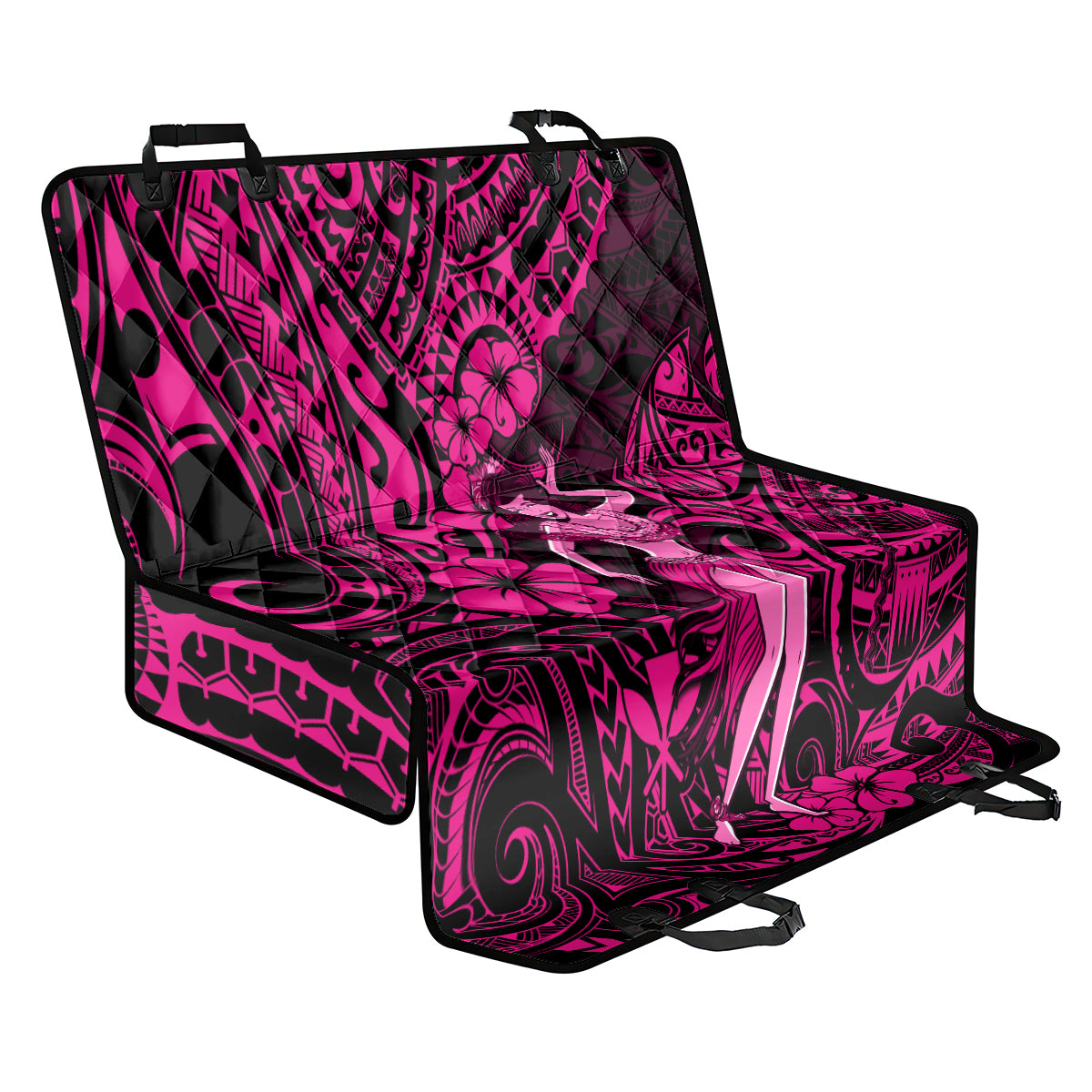 Hawaii Hula Girl Back Car Seat Cover Polynesian Pattern Pink Version - Wonder Print Shop