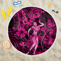Hawaii Hula Girl Beach Blanket Polynesian Pattern Pink Version - Wonder Print Shop
