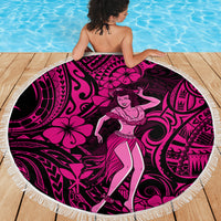Hawaii Hula Girl Beach Blanket Polynesian Pattern Pink Version - Wonder Print Shop
