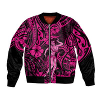 Hawaii Hula Girl Bomber Jacket Polynesian Pattern Pink Version - Wonder Print Shop