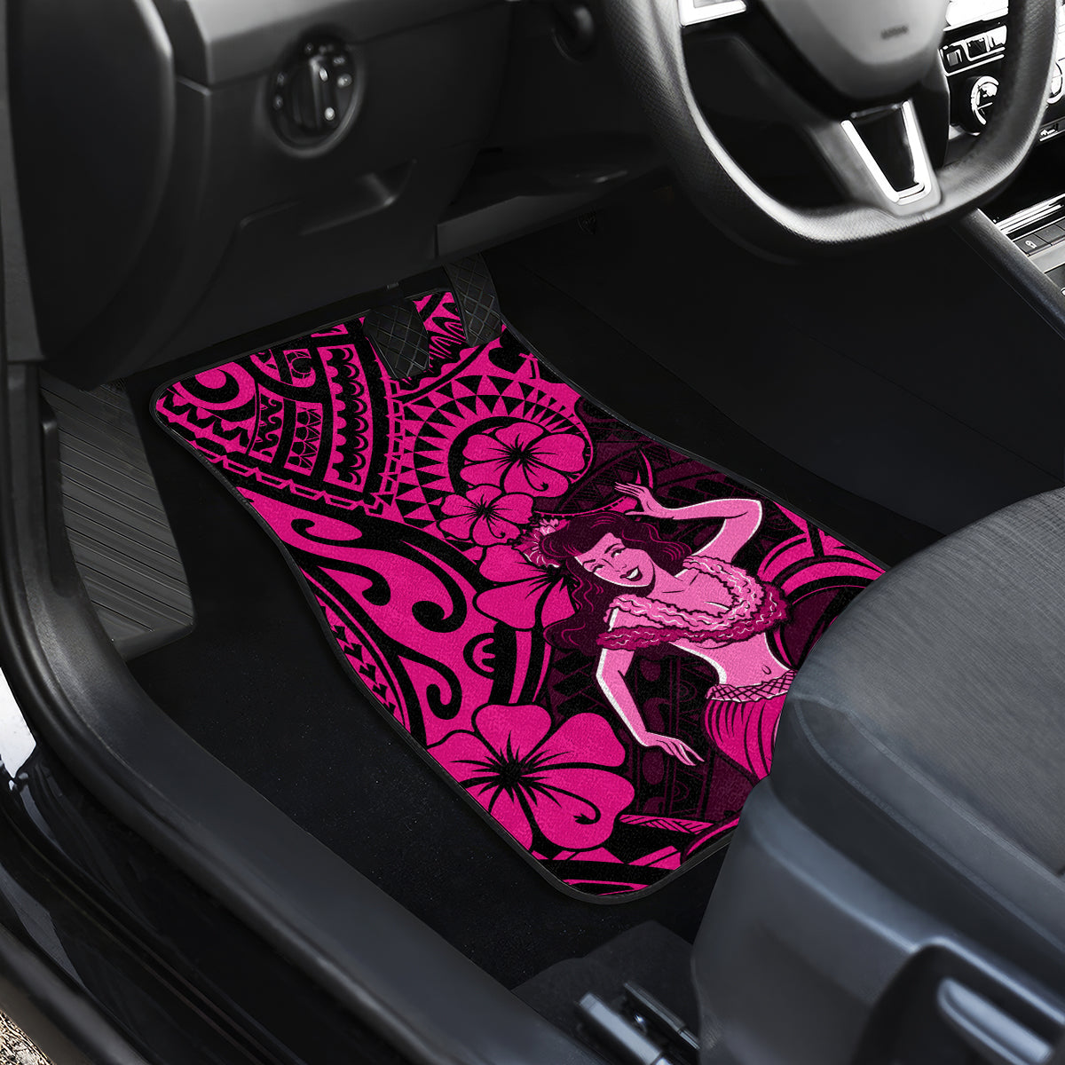 Hawaii Hula Girl Car Mats Polynesian Pattern Pink Version - Wonder Print Shop