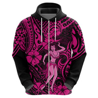 Hawaii Hula Girl Hoodie Polynesian Pattern Pink Version - Wonder Print Shop