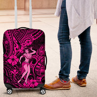 Hawaii Hula Girl Luggage Cover Polynesian Pattern Pink Version - Wonder Print Shop