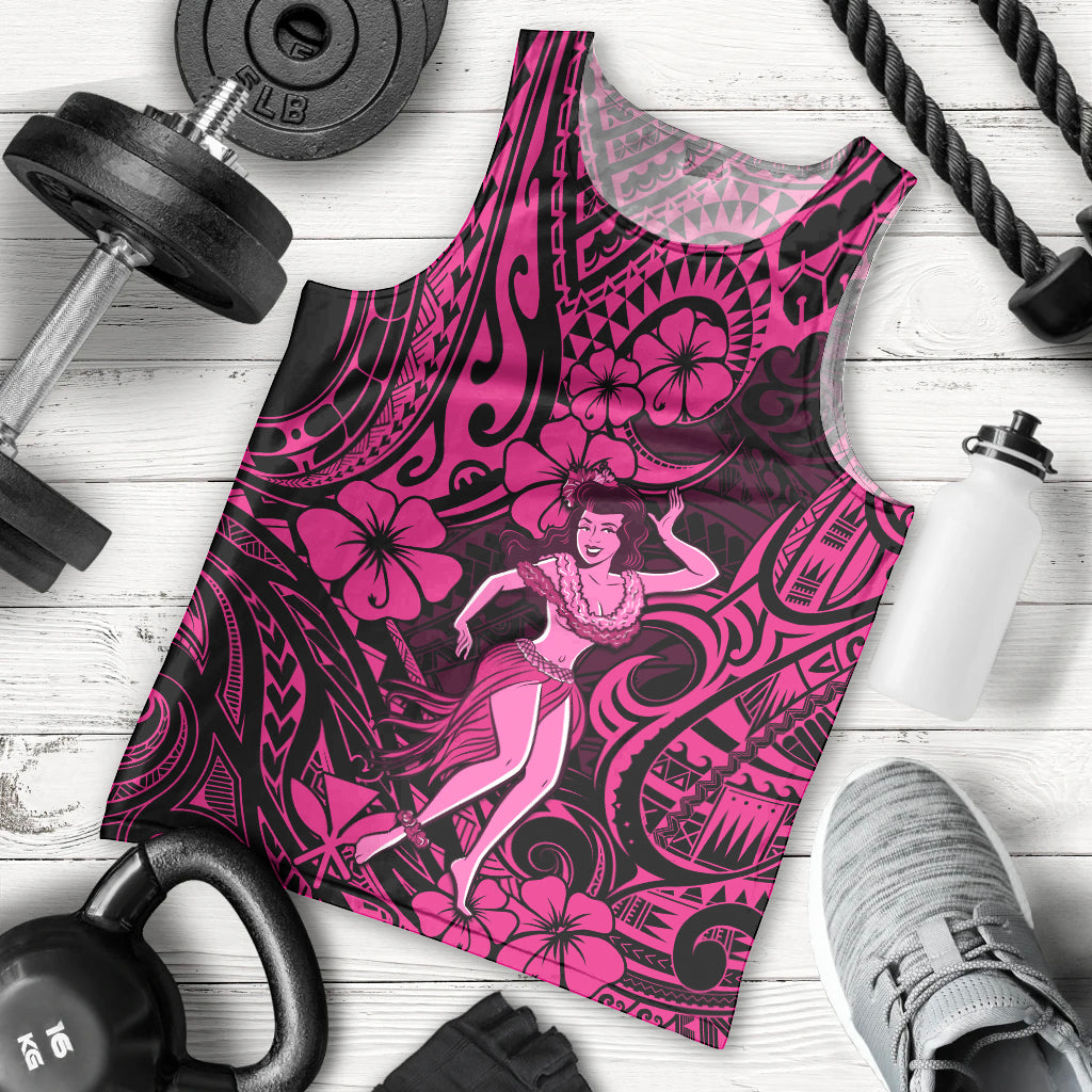 Hawaii Hula Girl Men Tank Top Polynesian Pattern Pink Version - Wonder Print Shop