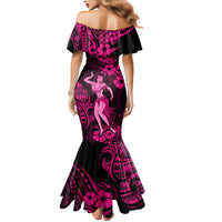 Hawaii Hula Girl Mermaid Dress Polynesian Pattern Pink Version - Wonder Print Shop