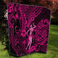 Hawaii Hula Girl Quilt Polynesian Pattern Pink Version - Wonder Print Shop