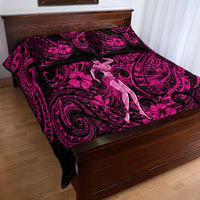 Hawaii Hula Girl Quilt Bed Set Polynesian Pattern Pink Version - Wonder Print Shop