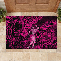 Hawaii Hula Girl Rubber Doormat Polynesian Pattern Pink Version - Wonder Print Shop