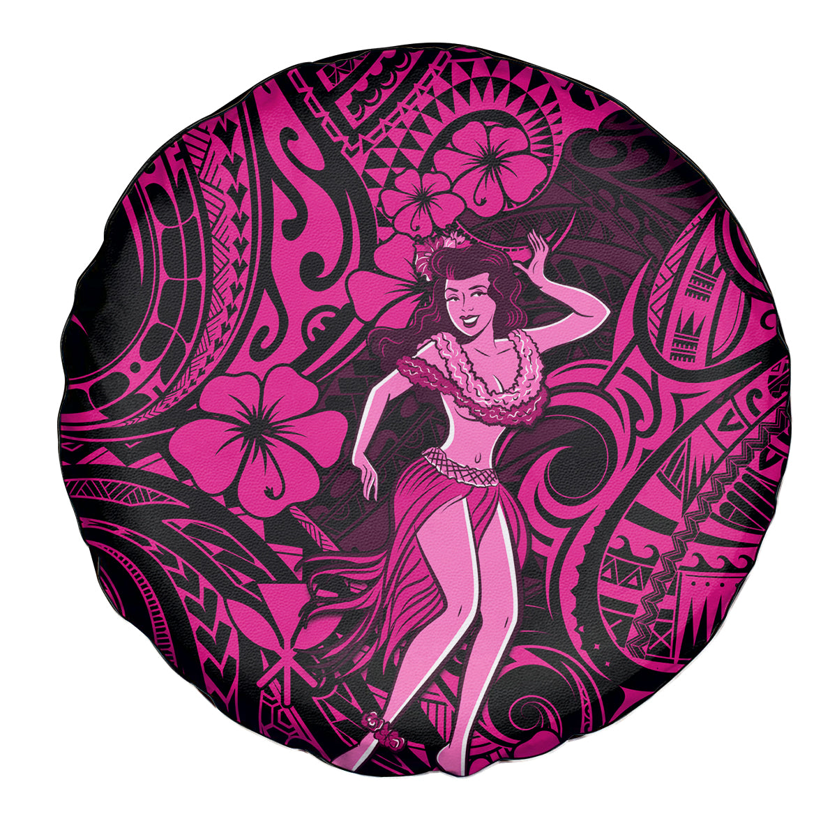 Hawaii Hula Girl Spare Tire Cover Polynesian Pattern Pink Version - Wonder Print Shop