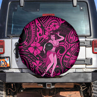 Hawaii Hula Girl Spare Tire Cover Polynesian Pattern Pink Version - Wonder Print Shop