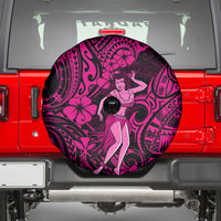 Hawaii Hula Girl Spare Tire Cover Polynesian Pattern Pink Version - Wonder Print Shop