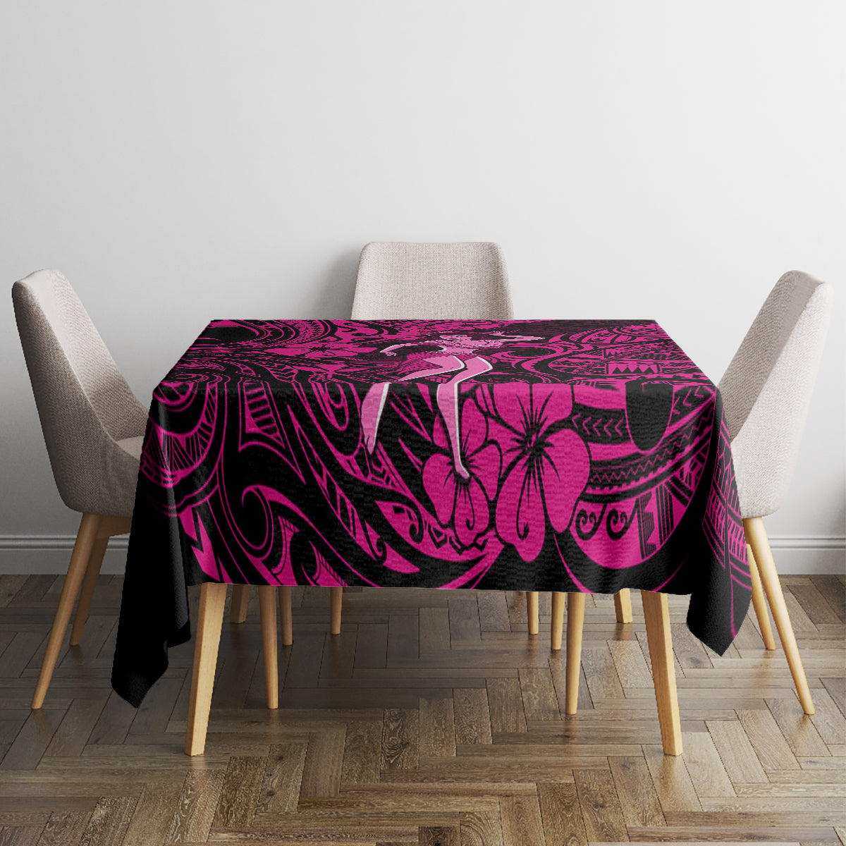 Hawaii Hula Girl Tablecloth Polynesian Pattern Pink Version - Wonder Print Shop