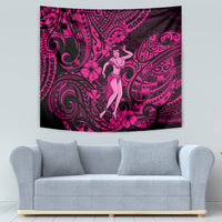 Hawaii Hula Girl Tapestry Polynesian Pattern Pink Version - Wonder Print Shop
