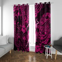 Hawaii Hula Girl Window Curtain Polynesian Pattern Pink Version - Wonder Print Shop