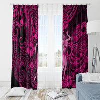 Hawaii Hula Girl Window Curtain Polynesian Pattern Pink Version - Wonder Print Shop