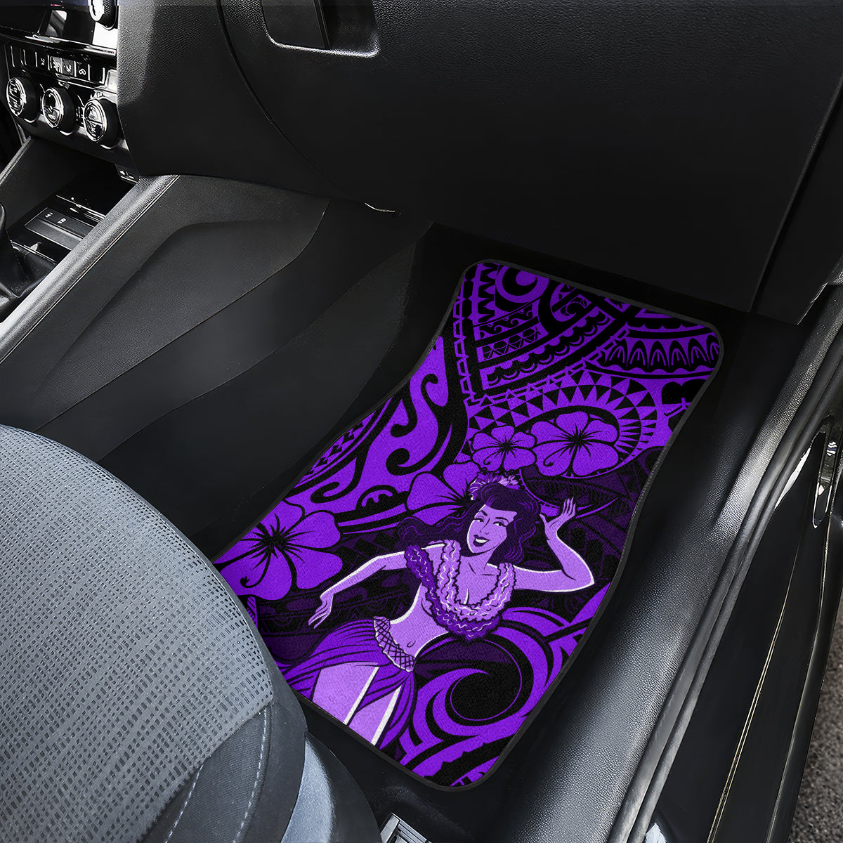 Hawaii Hula Girl Car Mats Hibiscus Hawaii Tribal Tattoo Purple Version - Wonder Print Shop