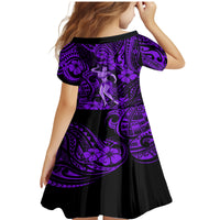 Hawaii Hula Girl Family Matching Mermaid Dress and Hawaiian Shirt Hibiscus Hawaii Tribal Tattoo Purple Version - Wonder Print Shop